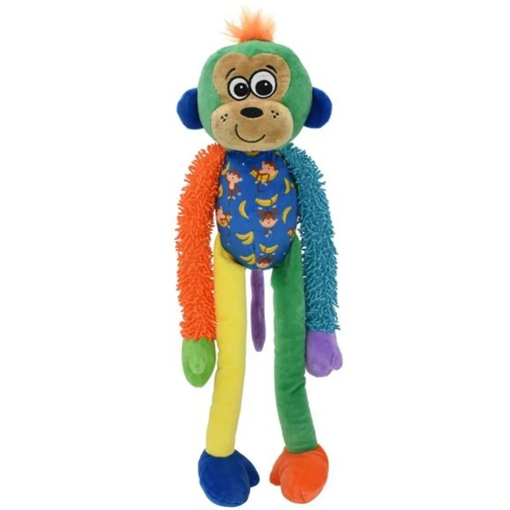 Multicrew Monkey Plush Dog Toy, Six Squeakers, 18